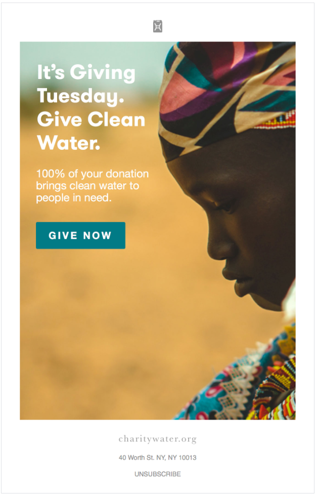 Charity Water email marketing example Photo