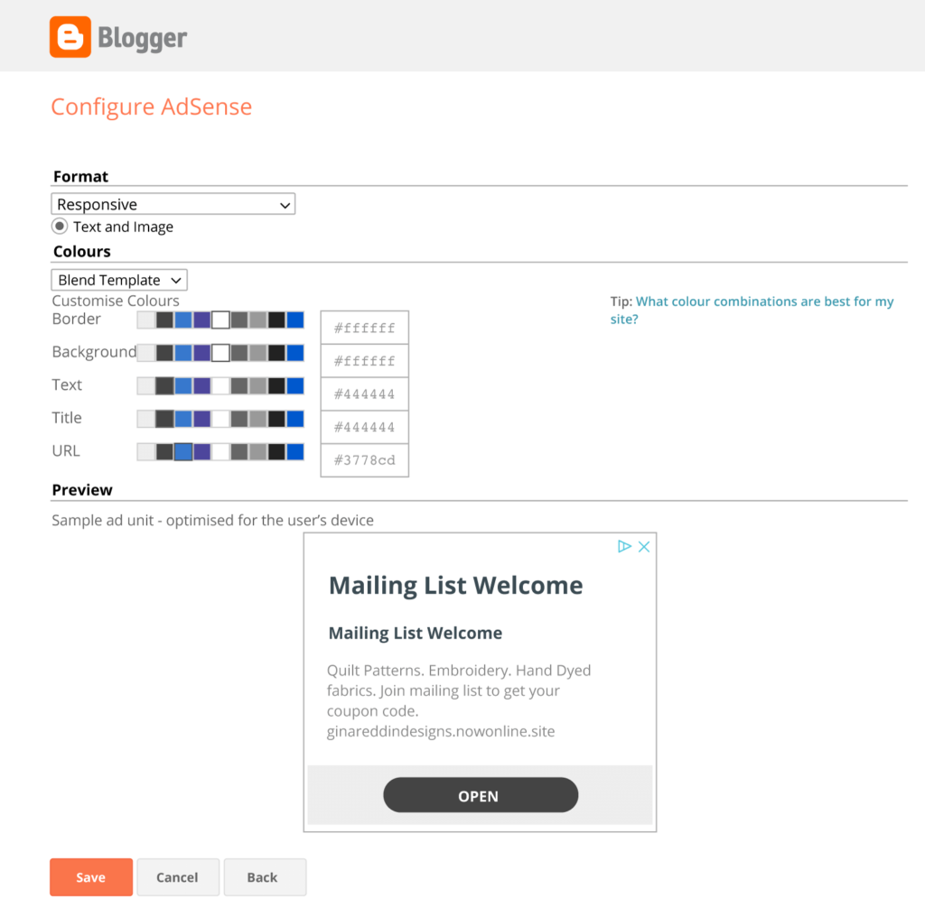 Blogger screen