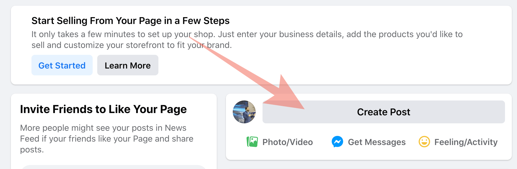 Facebook Business page create post