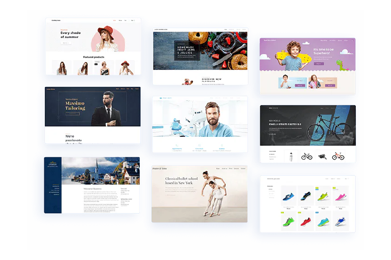 
Impressive design
Pre-designed templatesChoose from over 100 templates the one that best suits you. Save time by installing it and simply adjusting the parts you wish to customize, so it looks exactly as you imagined.Large collection of icons and imagesExplore the extensive collection of images and icons to visually enhance your site.Multiple layout optionsYou have various photo layout options, allowing you to create a full-site background or strategically place graphics throughout your site.